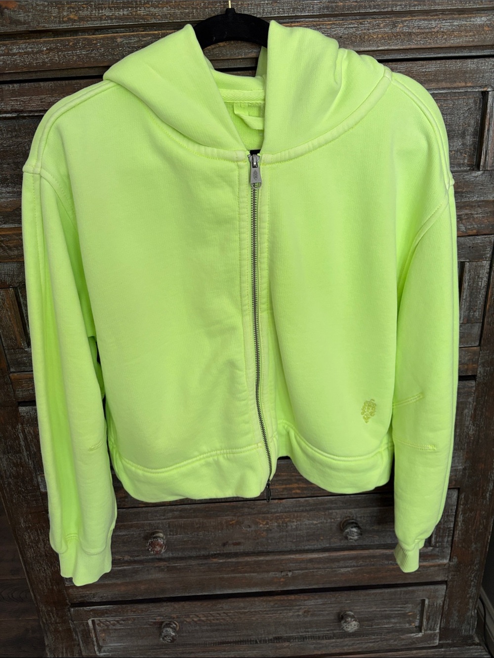 Free People Neon Lime Zip Hoodie